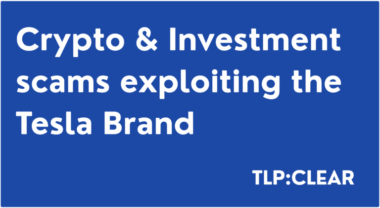 Crypto & Investment scams exploiting the Tesla Brand